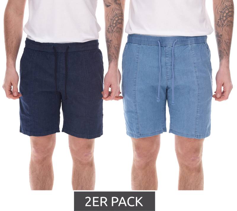2er Pack Herren Jeans-Shorts Denim-Hosen Baumwoll-Hose kurze Hose Sommer-Hose 914694 Hellblau/Dunkelblau von O46bpx
