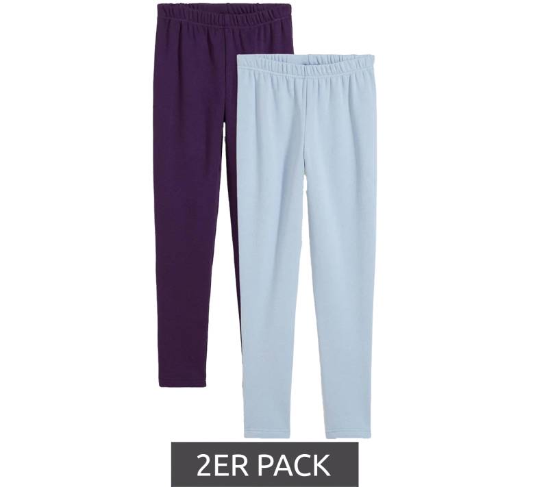 2er Pack Kinder Funktionsleggings mit weichem Plüschfutter Baumwoll-Hosen Alltags-Leggings 923562 Lila/Blau von O46bpx