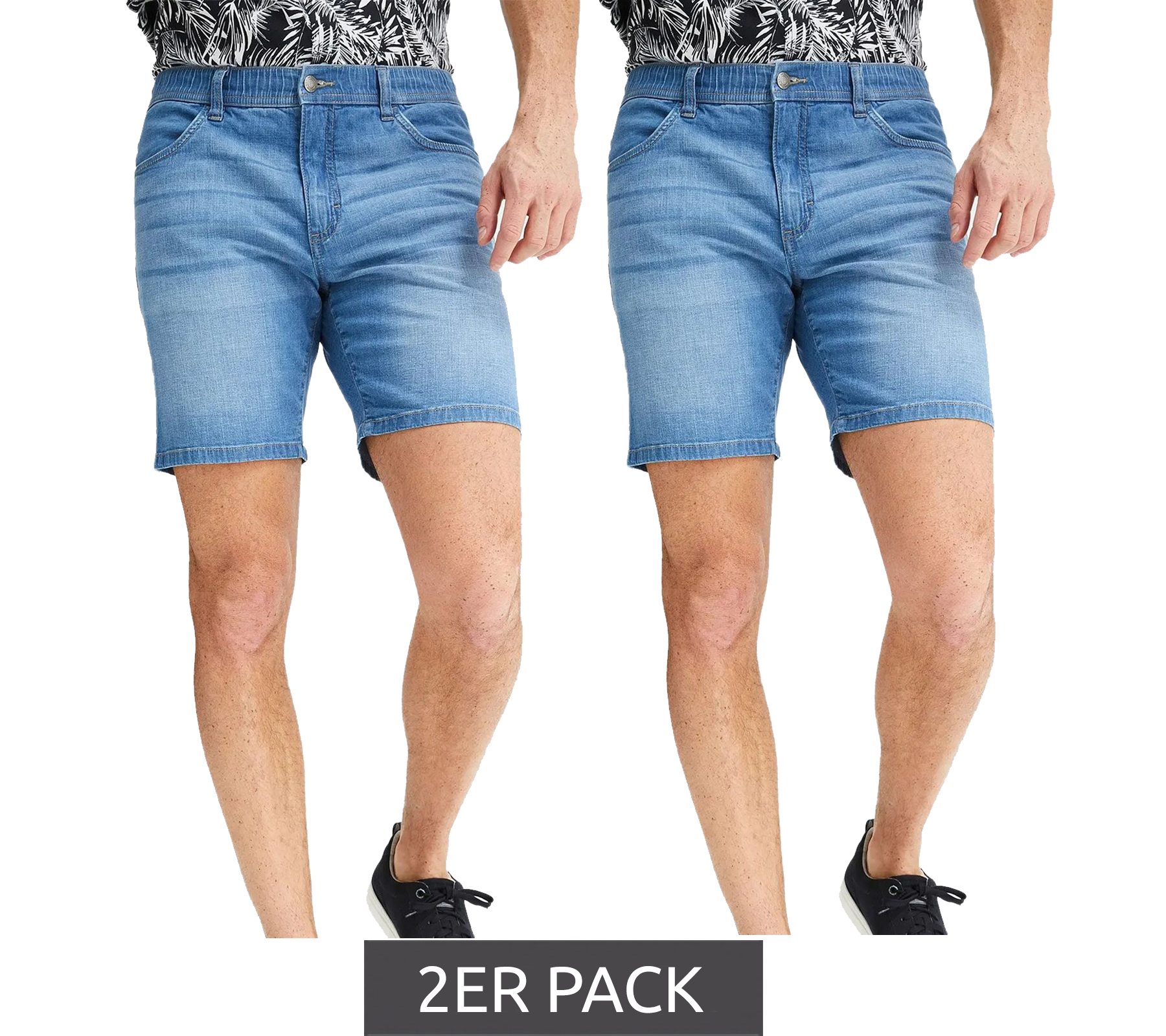 2er Pack leichte Herren Jeans-Shorts Loose-Fit Denim-Bermuda mit Bequembund kurze Hose 921969 Hell-Blau 2er Pack leichte Herren Jeans-Shorts Loose-Fit Denim-Bermuda mit Bequembund kurze Hose 921969 Hell-Blau von O46bpx