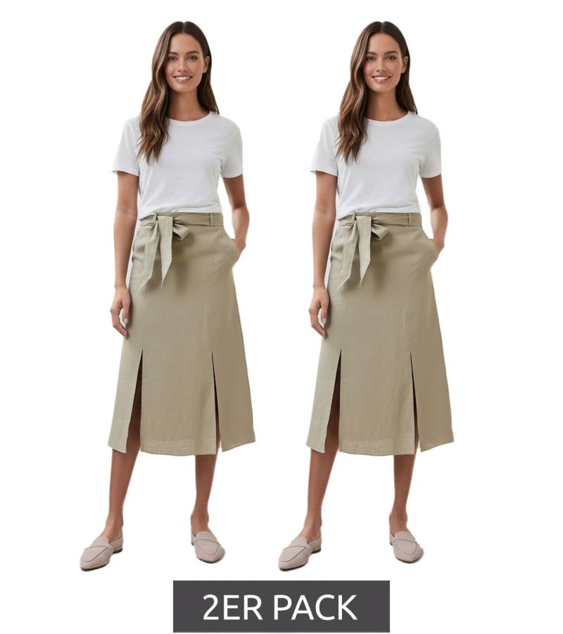 2er Pack romantischer Damen Sommer-Rock mit Bindegürtel aus reinem Leinen Midi-Rock 927542 Khaki 2er Pack romantischer Damen Sommer-Rock mit Bindegürtel aus reinem Leinen Midi-Rock 927542 Khaki von O46bpx