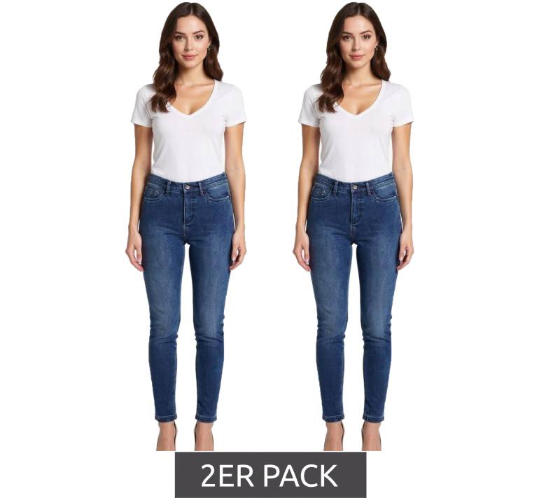 2er Sparpack Damen Jeans-Hose enganliegende Denim Jeans im 4-Pocket-Style mit Dehnbund 956723 Blau 2er Sparpack Damen Jeans-Hose enganliegende Denim Jeans im 4-Pocket-Style mit Dehnbund 956723 Blau von O46bpx