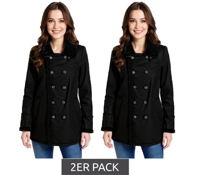 2er Sparpack Damen Mantel mit Teddyfell Kragen Kunstlammfell-Jacke Herbst-Parka 939077 Schwarz 2er Sparpack Damen Mantel mit Teddyfell Kragen Kunstlammfell-Jacke Herbst-Parka 939077 Schwarz von O46bpx
