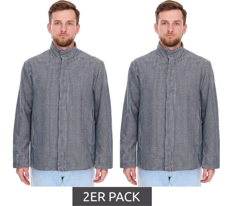 2er Sparpack Herren Übergangs-Jacke mit Hahnentritt-Muster Herbst-Jacke 957466 Schwarz/Weiß von O46bpx
