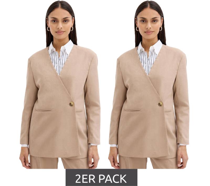 2er Sparpack stylischer Damen Ausgeh-Blazer Herbst-Blazer Business-Blazer Baumwoll-Blazer 945078 Beige 2er Sparpack stylischer Damen Ausgeh-Blazer Herbst-Blazer Business-Blazer Baumwoll-Blazer 945078 Beige von O46bpx