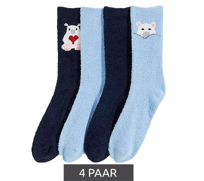 4 Paar Kuschel-Socken warme Winter-Strümpfe für Kinder mit Eisbären 944526 Dunkelblau/Hellblau von O46bpx