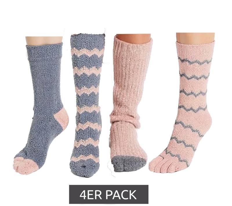 4er Pack Kinder Kuschel-Socken warme Winter-Strümpfe Freizeit-Strümpfe Thermosocken 925306 Rosa/Grau von O46bpx