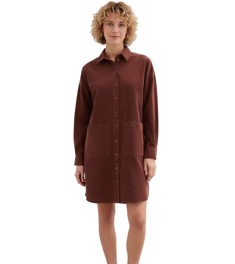 Damen Cord-Hemdblusenkleid mit aufgesetzten Taschen Baumwoll-Kleid Mini-Kleid 926626 Braun von O46bpx