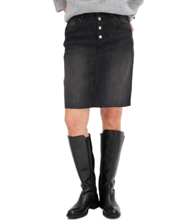 Damen Denim-Rock mit Strasssteinen Jeans-Rock Baumwoll-Rock Mini-Rock 918098 Schwarz/Grau von O46bpx
