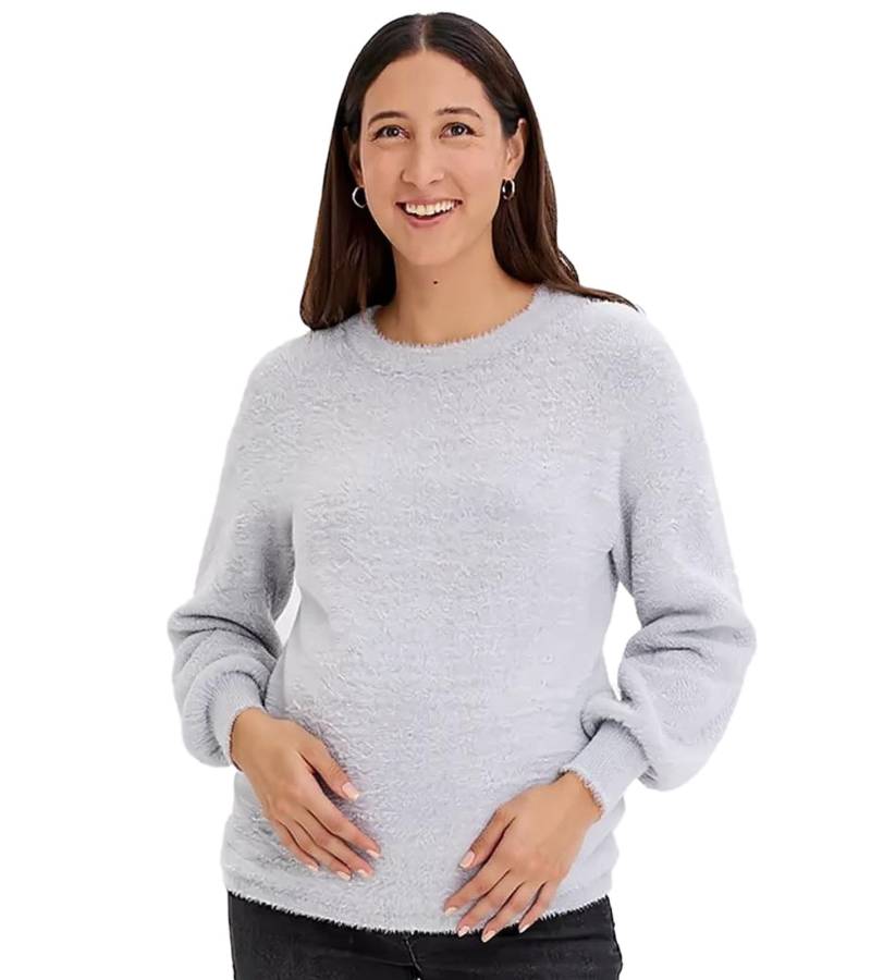 Damen Pullover kuscheliger Umstands-Pulli Schwangerschafts-Kleidung Große Größen 929463 Grau von O46bpx