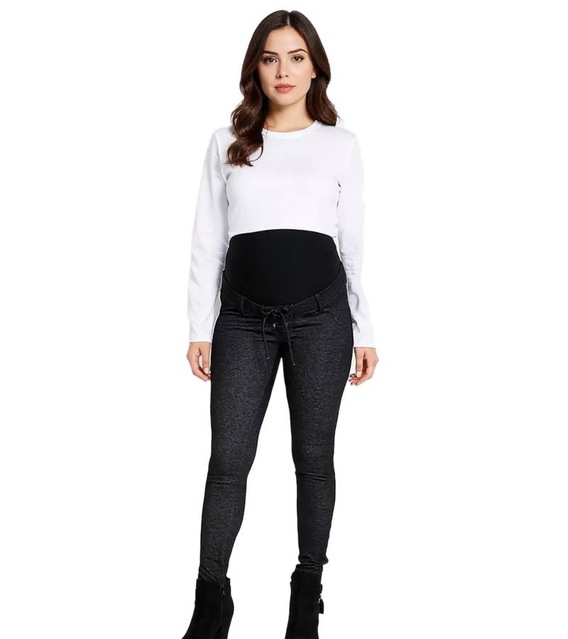 Damen Schwangerschafts-Hose Thermo Jeggings Umstandsmode 911067 Schwarz von O46bpx