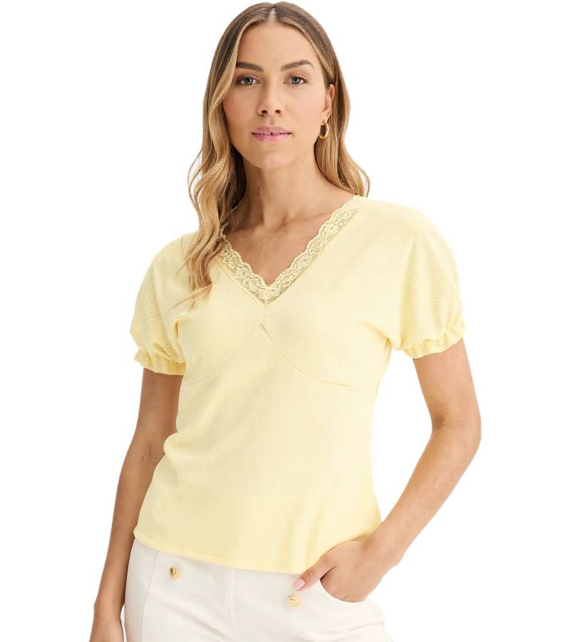Damen T-Shirt mit dekorativen Elementen Kurzarm-Shirt 919297 Gelb Damen T-Shirt mit dekorativen Elementen Kurzarm-Shirt 919297 Gelb von O46bpx