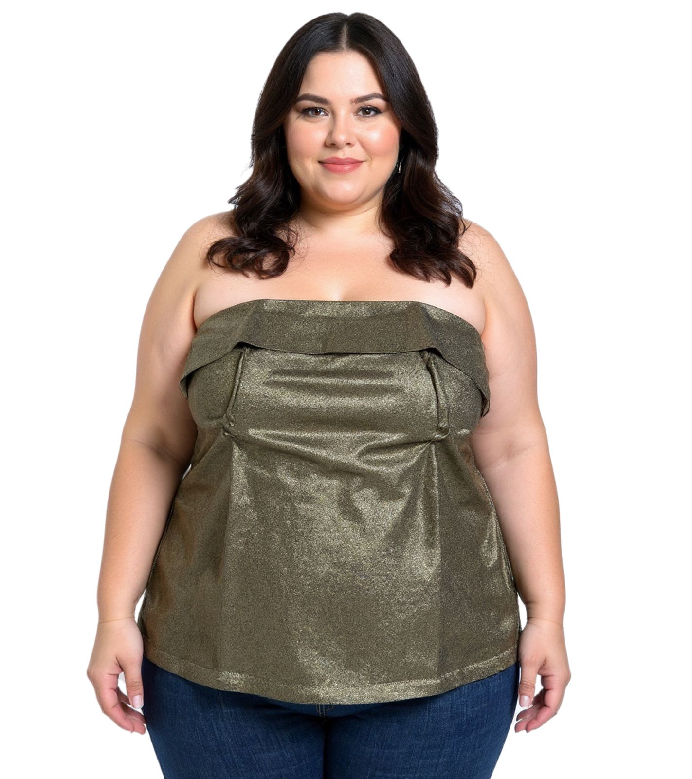 Damen auffälliges Bandeau Sommer-Top Festival-Shirt 956209 Gold von O46bpx