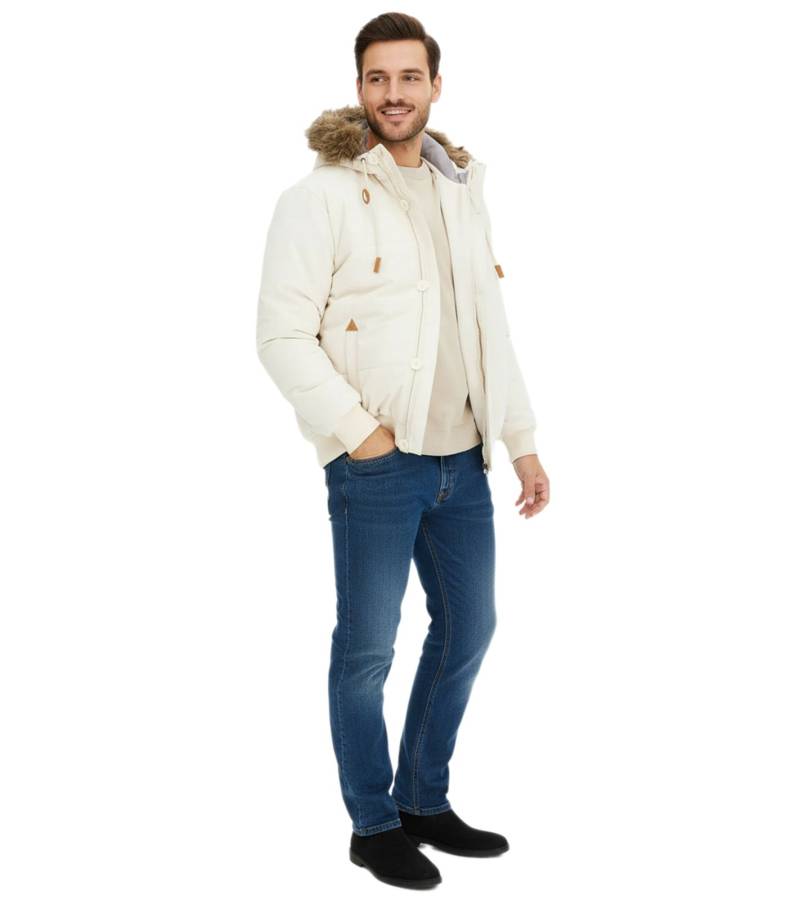 Herren Funktionsjacke mit Fellkapuze in Blousonform Outdoor-Jacke 967556 Beige von O46bpx