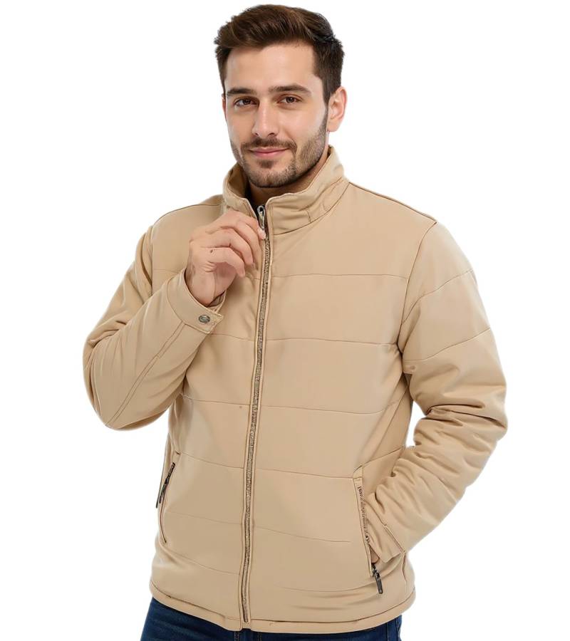 Herren Stepp-Jacke in Veloursleder-Optik mit Kapuze wattierte Jacke 919039 Beige von O46bpx