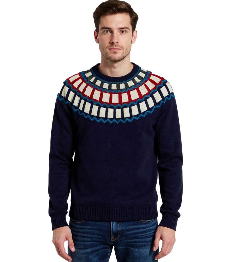 Herren Strick-Pullover mit geometrischen Muster Freizeit-Sweater 920675 Blau von O46bpx