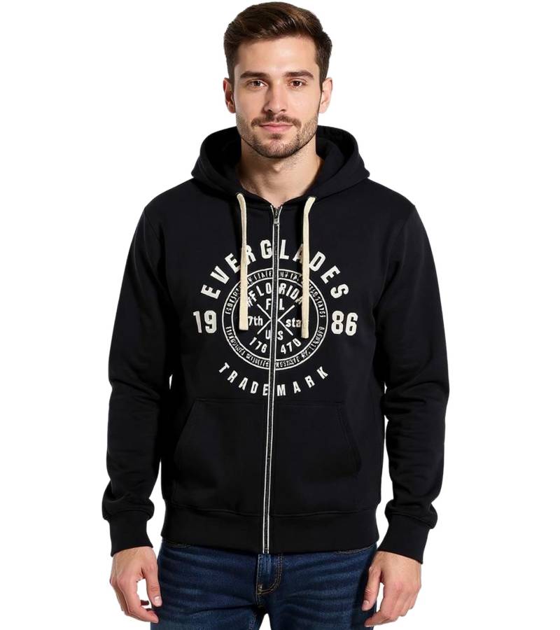 Herren Sweat-Jacke mit Kapuze Baumwoll-Jacke Sweatshirt-Jacke 963394 Schwarz von O46bpx