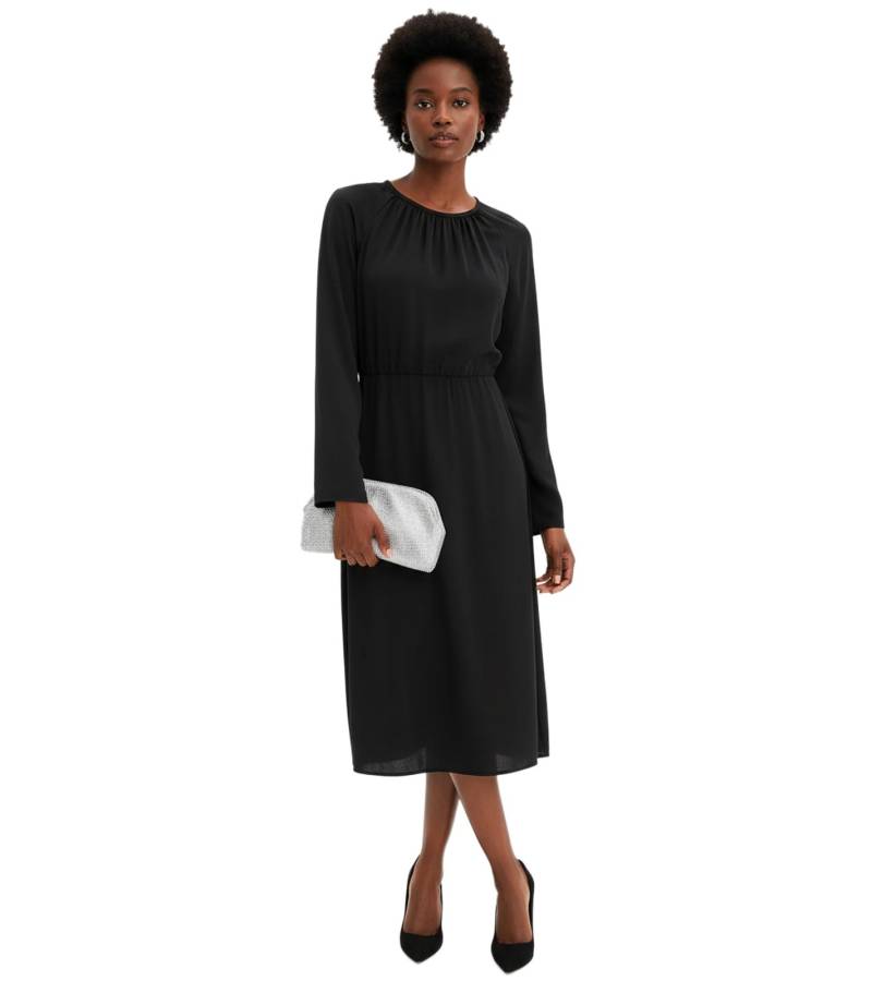 Minimalistisches Damen Satin-Kleid Frühlings-Kleid mit langen Ärmeln Maxi-Kleid 911211 Schwarz Minimalistisches Damen Satin-Kleid Frühlings-Kleid mit langen Ärmeln Maxi-Kleid 911211 Schwarz von O46bpx