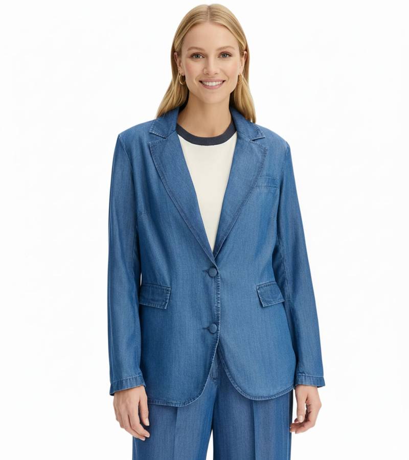 eleganter Lyocell-Blazer für Damen bequemer Ausgeh-Blazer Business-Blazer 931800 Blau von O46bpx