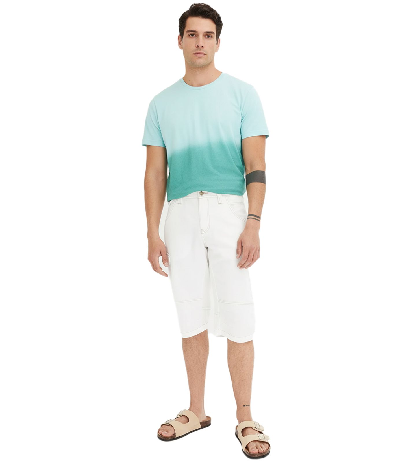 modische Herren Denim-Bermudashorts mit Ziernähten Baumwoll-Hose 928796 Weiß von O46bpx