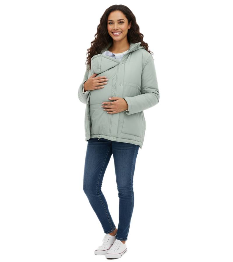 nachhaltige 2in1 Jacke Damen Schwangerschafts-Jacke Stepp-Jacke Umstandsmode 945524 Grün von O46bpx
