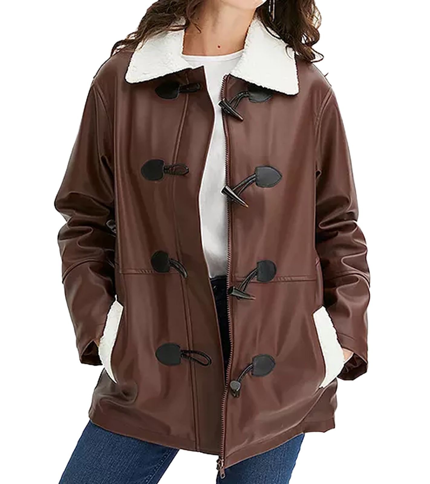 nachhaltige Damen Lederimitat-Jacke hochwertige Jacke mit Kunstfell-Kragen 950444 Braun nachhaltige Damen Lederimitat-Jacke hochwertige Jacke mit Kunstfell-Kragen 950444 Braun von O46bpx