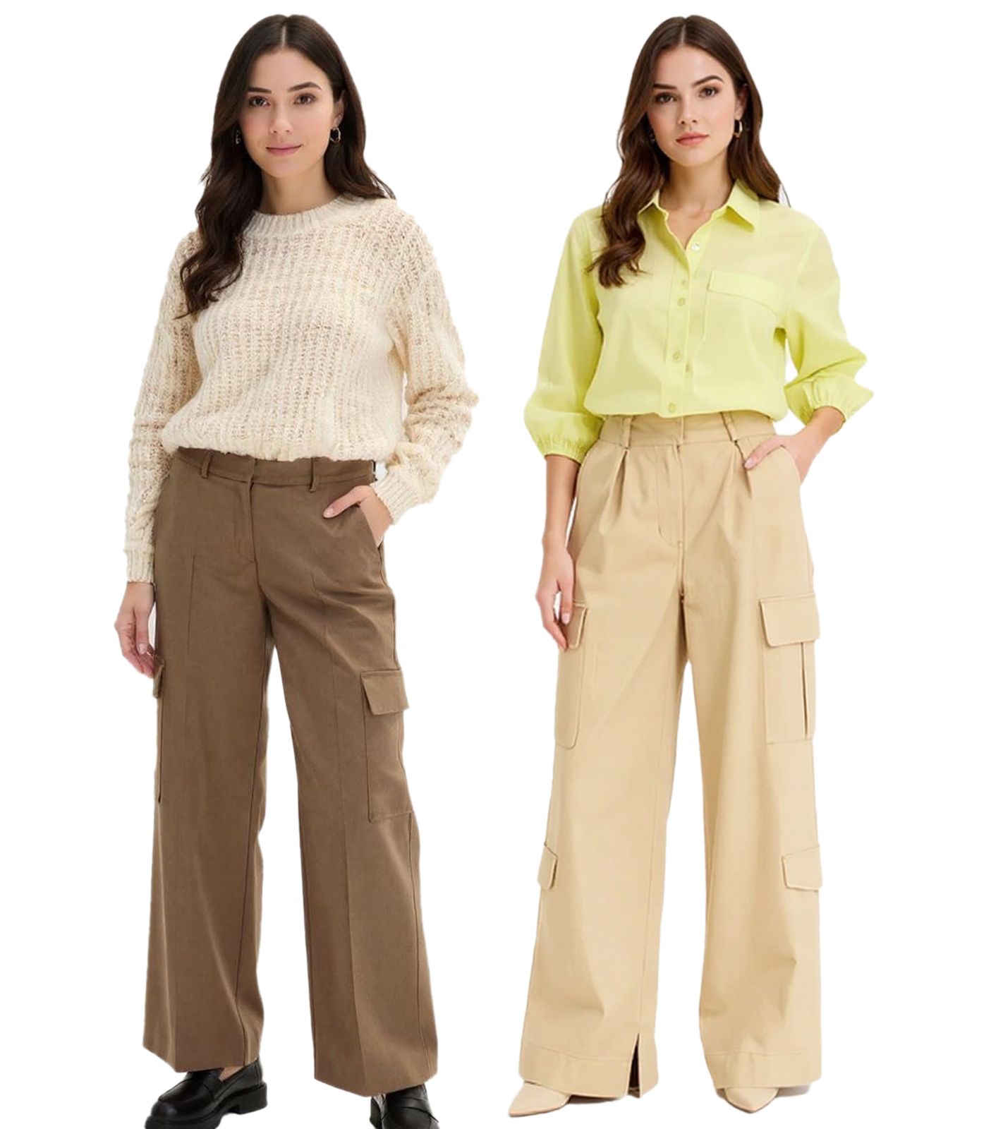 praktische Damen Cargo-Hose Freizeit-Hose Alltags-Hose 966705 Straight Fit in Braun oder 972109 Wide-Leg High-Waist in Beige praktische Damen Cargo-Hose Freizeit-Hose Alltags-Hose 966705 Straight Fit in Braun oder 972109 Wide-Leg High-Waist in Beige von O46bpx