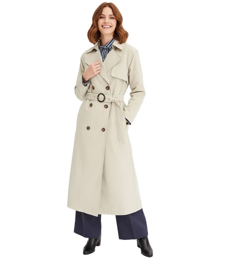 Stillvoller Damen Mantel im Trenchcoat-Stil mit abnehmbaren Ärmeln Business-Jacke 947271 Khaki von O46bpx