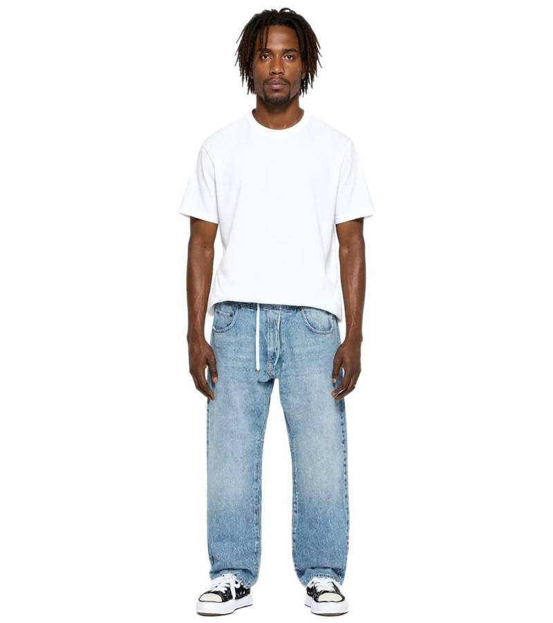 stylische Herren Jeans im Jogger-Stil Denim-Hose Baggy Leg mit Bindeband BR-1200-1700 Hell-Blau von O46br