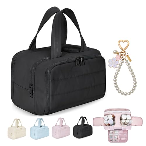 Elouva Toiletry Bag, Large Capacity Wide-Open Travel Cosmetic Bag, Elouva Large Capacity Travel Cosmetic Bags for Women, Multi-Functional Waterproof Toiletry Organizer (Black) von OADAA