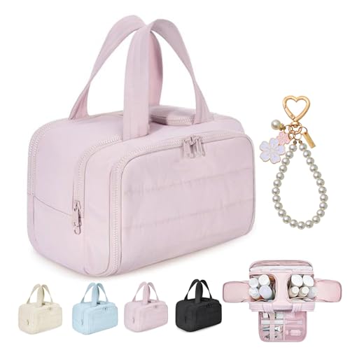 Elouva Toiletry Bag, Large Capacity Wide-Open Travel Cosmetic Bag, Elouva Large Capacity Travel Cosmetic Bags for Women, Multi-Functional Waterproof Toiletry Organizer (Pink) von OADAA
