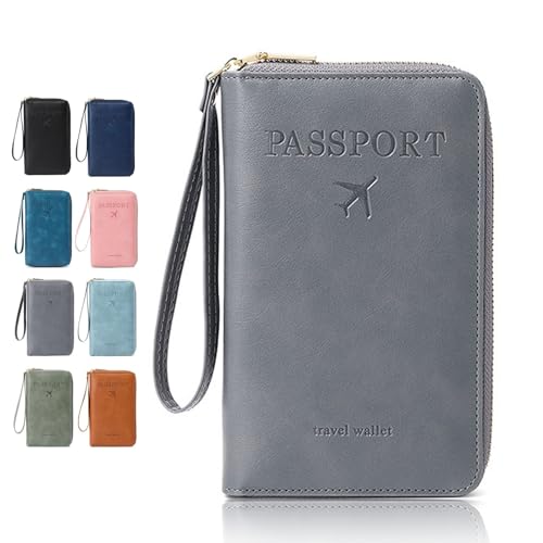 Rowgins Multi-Functional RFID Passport Wallet, Multifunctional Travel Wallet for Men Women, Passport Holder for Travel Essentials (1Pc Gray) von OADAA