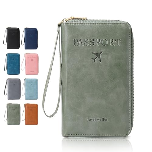 Rowgins Multi-Functional RFID Passport Wallet, Multifunctional Travel Wallet for Men Women, Passport Holder for Travel Essentials (1Pc Green) von OADAA