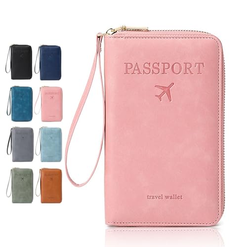 Rowgins Multi-Functional RFID Passport Wallet, Multifunctional Travel Wallet for Men Women, Passport Holder for Travel Essentials (1Pc Pink) von OADAA