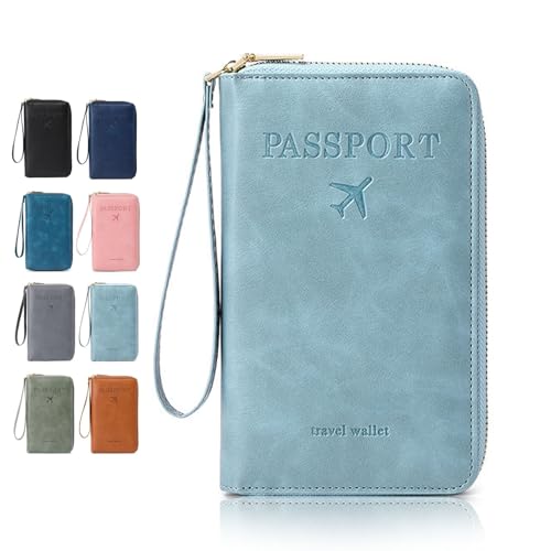 Rowgins Multi-Functional RFID Passport Wallet, Multifunctional Travel Wallet for Men Women, Passport Holder for Travel Essentials (1Pc Sky Blue) von OADAA