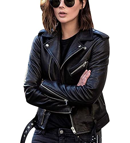 Damen Jacke Jacke Damen Übergröße Schwarz Damen Lederjacke Winddichte Jacke Damen Leichte Damen Lederjacke Long Jacke Damen Leder Jack Tshirt Damen Gant Jacke Damen Jacke Schwarz S von OADOBKICE