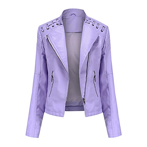 Damen Jacke Leder Jacke Damen Female Kunstlederjacke Biker Damen Lederjacken Slim Fit Lange Damen Lederjacke Passende Damen Lederjacke Schwarz Damen Lederjacke Jacke Damen Leichtes Kikyo 4XL von OADOBKICE