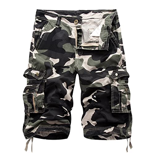 Fitness Hosen Herren Herren Strandshorts Camouflage-Shorts Lockere Shorts Lässige Herren-Shorts Große Shorts Sommer-Shorts Herren-Strand-Shorts Gym-Shorts Surf-Shorts Taschenhose Leichte Armee 34 von OADOBKICE