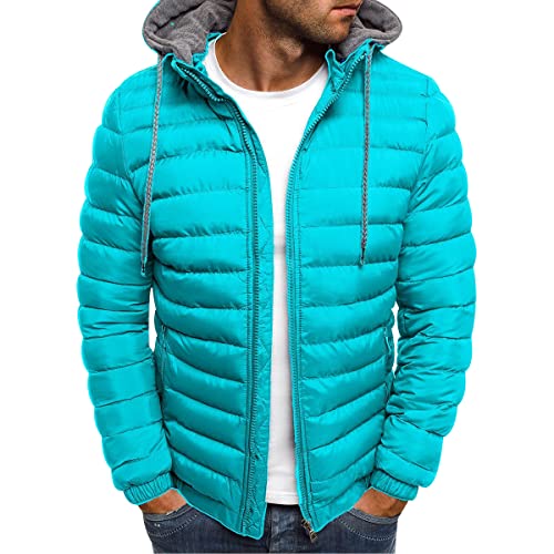 Leichte Daunenjacke Herren Mit Kapuze Herren Daunenmäntel Ultraleichte, Verstaubare Daunenjacke Mit Daunenfüllung, Parka, Gesteppt, Gepolstert, Mit Kapuze, Pufferjacke, Outdoor-Mantel Blauer See L von OADOBKICE