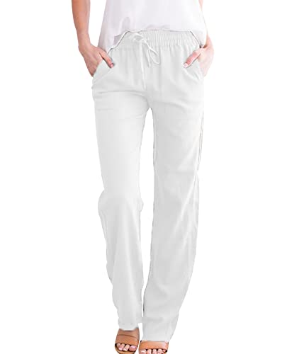 OADOBKICE Harems Hose Für Damen Baggy Hose Für Damen Straight Leg Pant Lockere Hose Damen Weite Hose Freizeit Hose Lounge Hose Arbeits Hose Damen Bequeme Hose Elegante Hosen Hose Pant Weiß 3XL von OADOBKICE