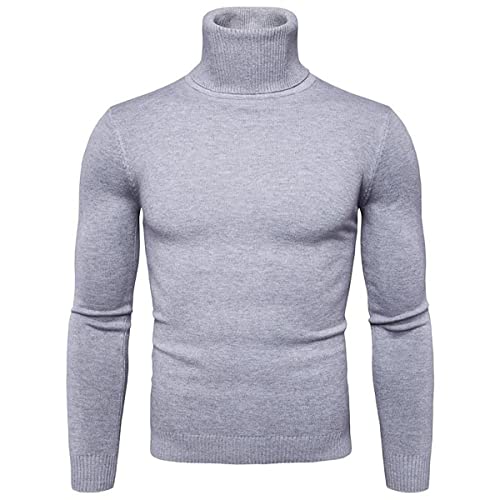 OADOBKICE Herren Rundhals Pullover Herren Casual Pullover Schal Kragen Pullover Mode Slim Knit Herren Pullover Oversize Pullover Einfarbig Zwei-Revers Plus Size Pullover Strick Pullover Hell Grau XL von OADOBKICE