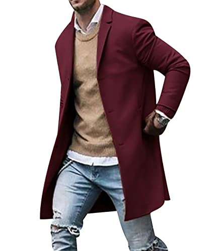 OADOBKICE Outdoor Jacke Herren Windjacke Herren Leichte Jacke Herren Jacke Herren Winter Windstopper Jacke Herren Oversized Cardigan Jackenoberteil Herren Langarm Cardigan Herbstjacke Weinrot S von OADOBKICE