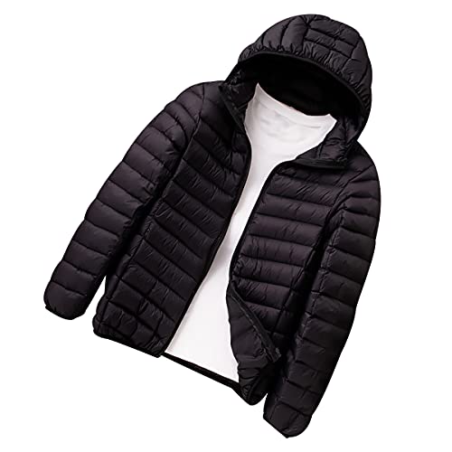 OADOBKICE Parka Herren Winddichte Jacke Herren Dünne Jacke Herren Wintermänner Runter Langärmlige Männer Unten Puff Jacke Herren Overshirt Jacke Herren Hoodie Jacke Herren Parka Schwarze Kapuze 6XL von OADOBKICE