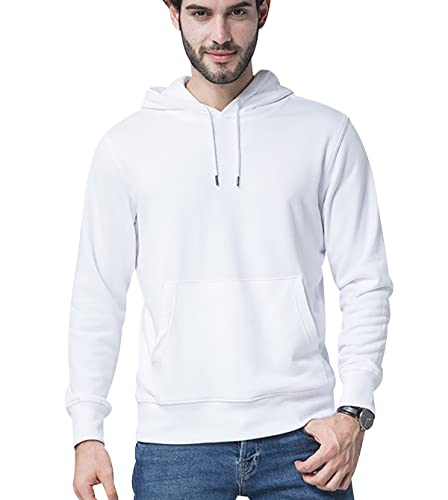 OADOBKICE Pullover Herren Winter Oversize Pullover Herren Warmer Pullover Lange Pullover Herren Mit Kapuze Sweatshirt Herrenoberteil In Übergröße Baumwoll Herren Sweatshirt Pullover Weiß 4XL von OADOBKICE