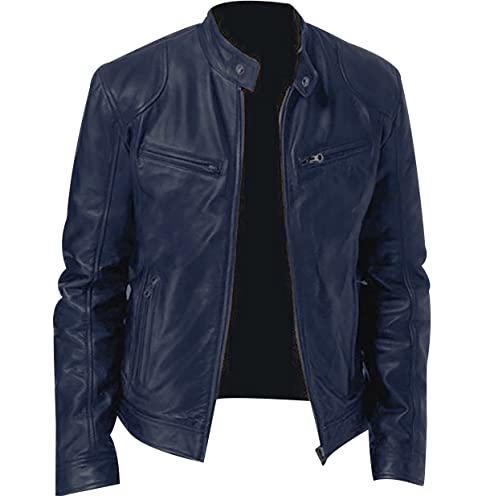 OADOBKICE Winterjacke Herren Winddichte Jacke Herren Leichte Jacke Businessjacke Arbeitsjacke Normale Jacke wasserdichte Jacke Herren Leichte Herren Lederjacke Bikerjacke Herren Schwarz Navy Blau M von OADOBKICE