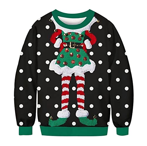 Oversize-Sweatshirt Damen Casual Weihnachtsbluse Merry Christmas Lustiges Langarm-Top Bequemer Weihnachtspullover Lässiger YLWY23 6XL von OADOBKICE