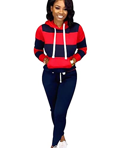 Trainingsanzug Damen 2Pac Jogginganzug Damen Unser Overall Bequeme Sportbekleidung Damen Eleganter Trainingsanzug Damen Playsuit Lässig Damen Sportbekleidung Damen Trainingsanzug Navy Blau XXL von OADOBKICE