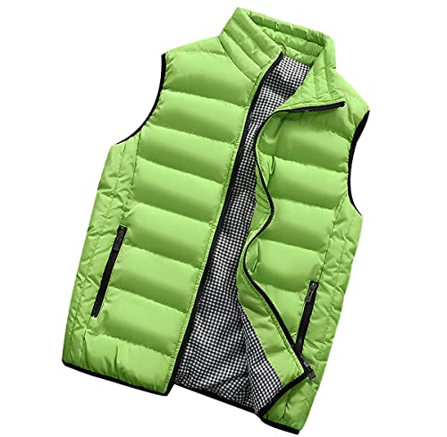Ultraleichte Verstaubare Daunenweste Herren-Softshell-Gilet Activewear Westen Winddichte Fleece Gefütterte Oberbekleidung Reißverschlusstaschen Puffer-Daunenweste Lässige Herrenweste Gras-Grün XXL von OADOBKICE