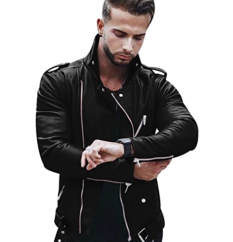 Winterjacke Herren Winddichte Jacke Herren Stehkragenjacke Schnell Trocknende Jacke Atmungsaktiver Strapazierfähiger Mantel Sportjacke Kunstlederjacke Plus Größe Jacke Wasserdichte Schwarz M von OADOBKICE