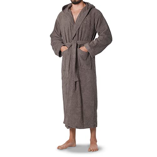 OAHOO Damen und Herren Frottee Bademantel mit Kapuze (1 Stück) Extra-langer Schnitt - Smoked Pearl 3XL von OAHOO