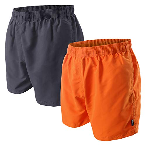 OAHOO Herren Badeshorts (2 Stück) Badehose mit Mesh-Futter und Taschen - Orange-Anthrazit S von OAHOO